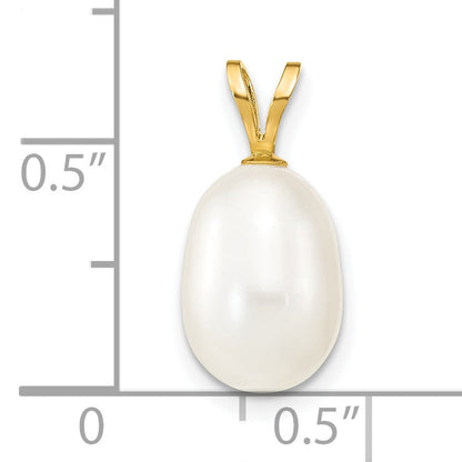 14k Yellow Gold 14K 8-9mm White Rice Freshwater Cultured Pearl Pendant