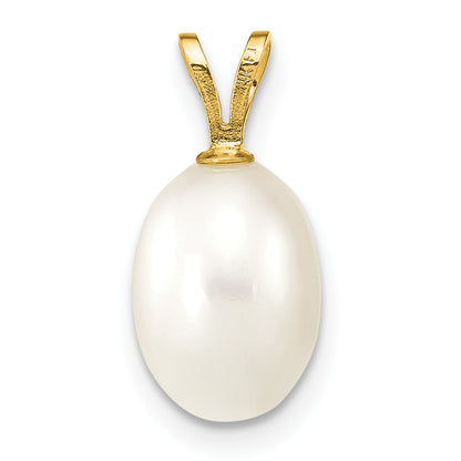 14k Yellow Gold 14K 7-8mm White Rice Freshwater Cultured Pearl Pendant