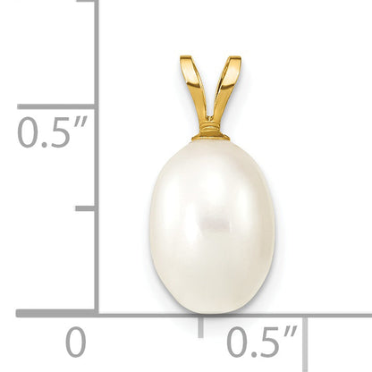 14k Yellow Gold 14K 7-8mm White Rice Freshwater Cultured Pearl Pendant