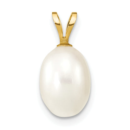 14k Yellow Gold 14K 7-8mm White Rice Freshwater Cultured Pearl Pendant