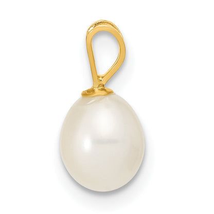 14k Yellow Gold 14K 6-7mm White Rice Freshwater Cultured Pearl Pendant