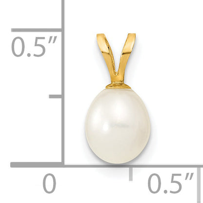 14k Yellow Gold 14K 6-7mm White Rice Freshwater Cultured Pearl Pendant
