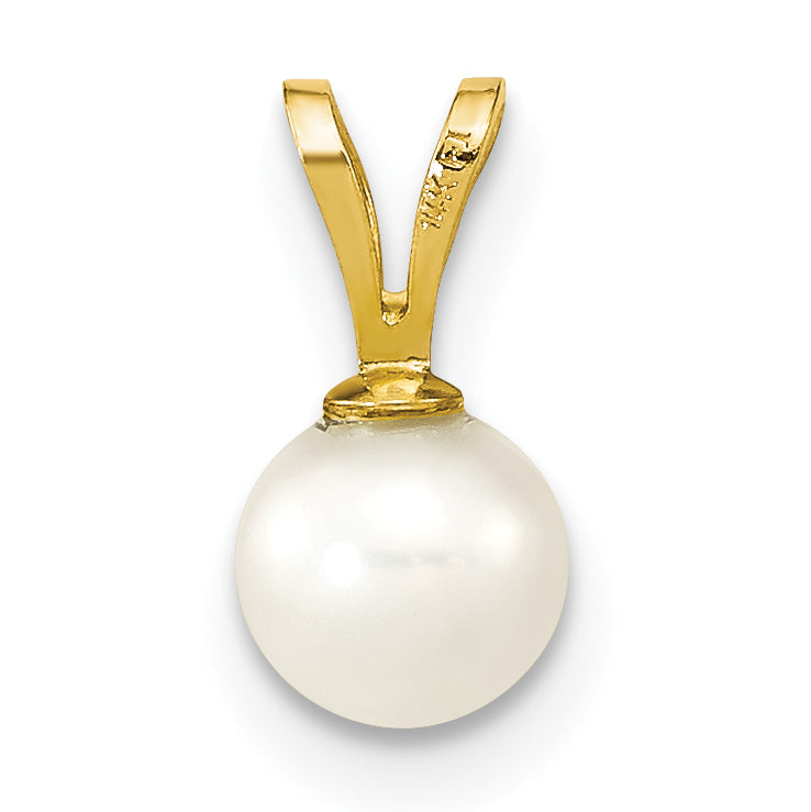 14k Yellow Gold 14K 5-6mm White Round Freshwater Cultured Pearl Pendant