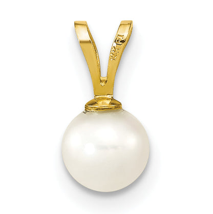 14k Yellow Gold 14K 5-6mm White Round Freshwater Cultured Pearl Pendant
