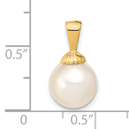 14k Yellow Gold 14k 9-10mm White Round South Sea Saltwater Cultured Pearl Pendant