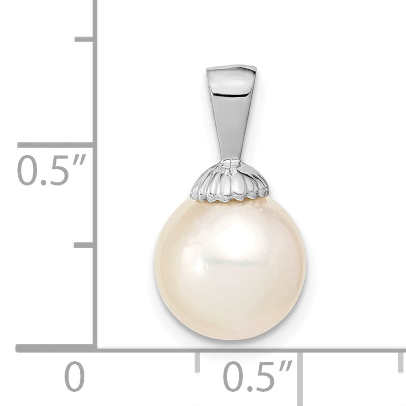 14k White Gold 14k White Gold 9-10mm Round White South Sea Saltwater Pearl Pendant
