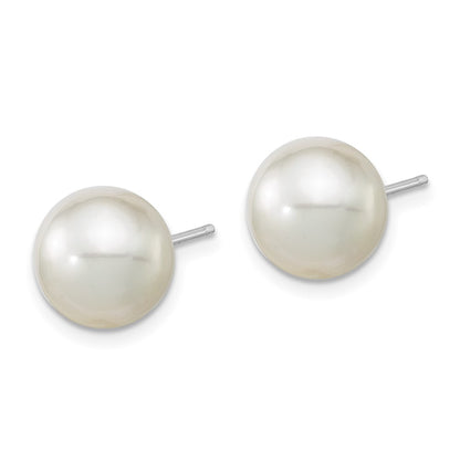 14K White Gold 10 11mm Round South Sea Saltwater Cultured Pearl Post Earrings