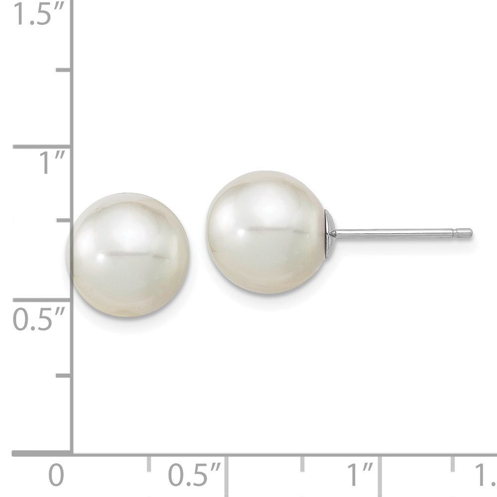 14K White Gold 10 11mm Round South Sea Saltwater Cultured Pearl Post Earrings