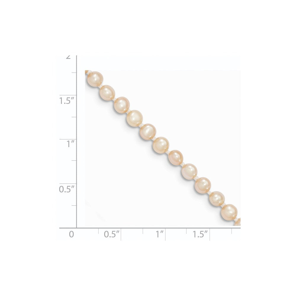 14K Yellow Gold 3 4mm Pink Near Round Freshwater Cultured Pearl Bracelet