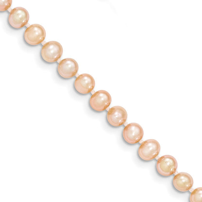 14K Yellow Gold 4 5mm Pink Near Round Freshwater Cultured Pearl Bracelet