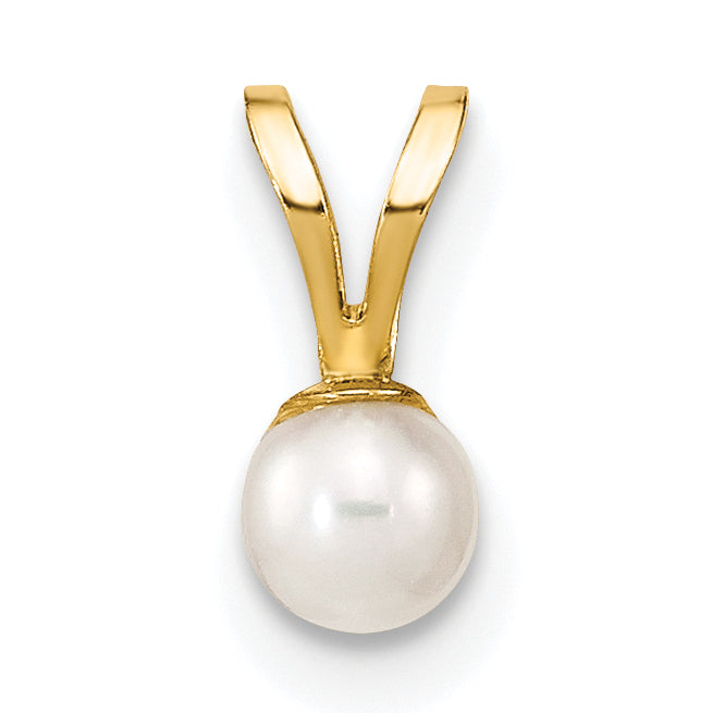 14k Yellow Gold 14k Gold 3-4mm White Round Freshwater Cultured Pearl Pendant