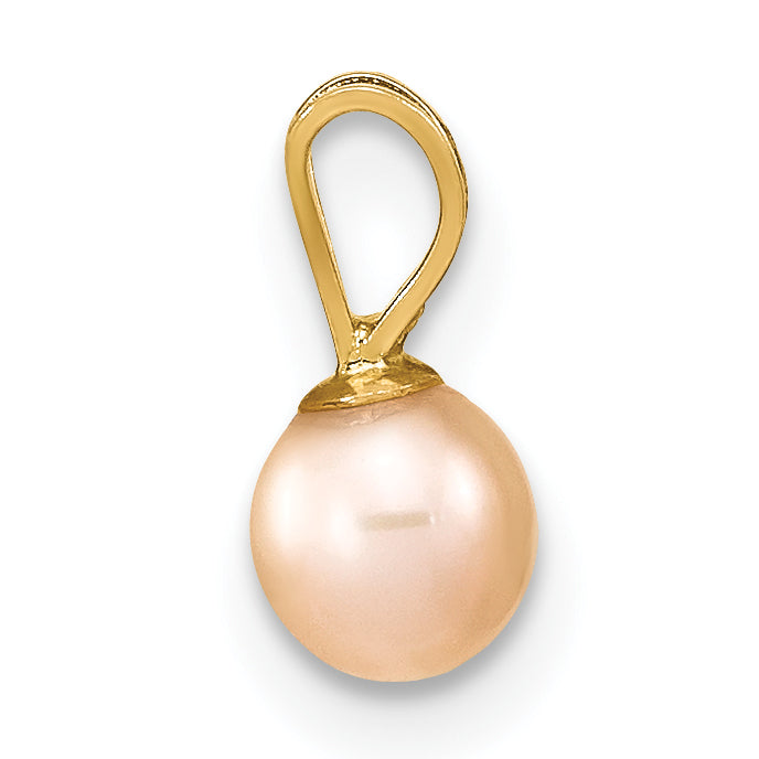 14k Yellow Gold 14k Gold 4-5mm Pink Round Freshwater Cultured Pearl Pendant