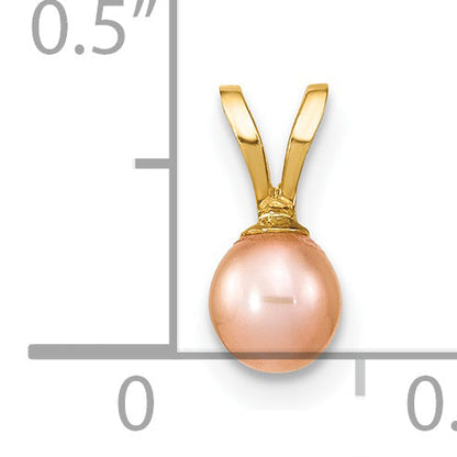 14k Yellow Gold 14k Gold 4-5mm Pink Round Freshwater Cultured Pearl Pendant