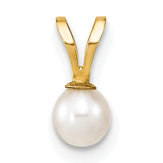 14k Yellow Gold 14k Gold 4-5mm White Round Freshwater Cultured Pearl Pendant