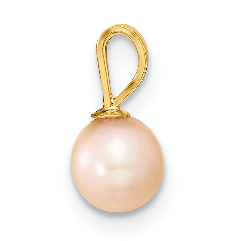 14k Yellow Gold 14k Gold 5-6mm Pink Round Pink Freshwater Cultured Pearl Pendant
