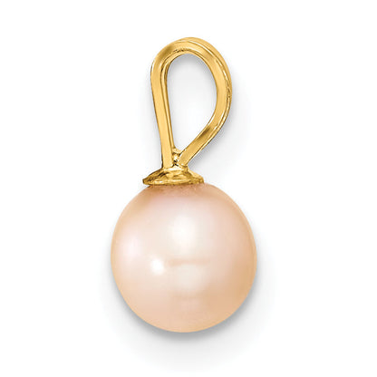 14k Yellow Gold 14k Gold 5-6mm Pink Round Pink Freshwater Cultured Pearl Pendant
