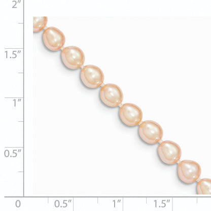 14K Yellow Gold 5 6mm Pink Fw Cultured Rice Pearl Bracelet