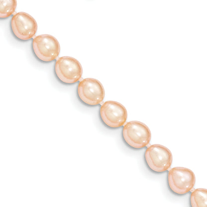 14K Yellow Gold 5 6mm Pink Fw Cultured Rice Pearl Bracelet