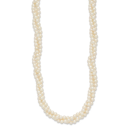 14K Yellow Gold 6 7mm White Near Round Freshwater Cultured Pearl 3 Strand 21 Inch Necklace