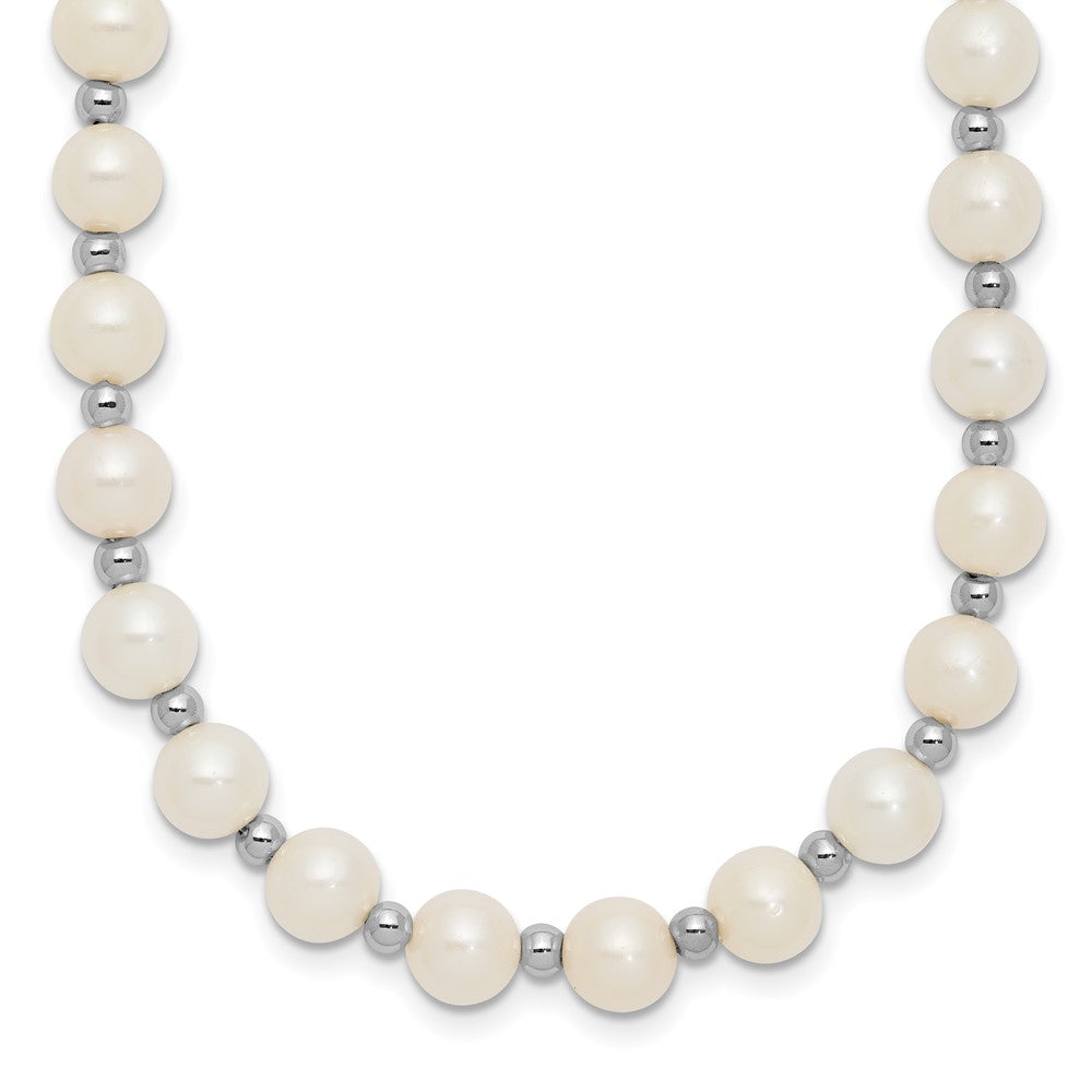 14K White Gold 6 7mm Near Round Freshwater Cultured Pearl Beaded 18 Inch Necklace