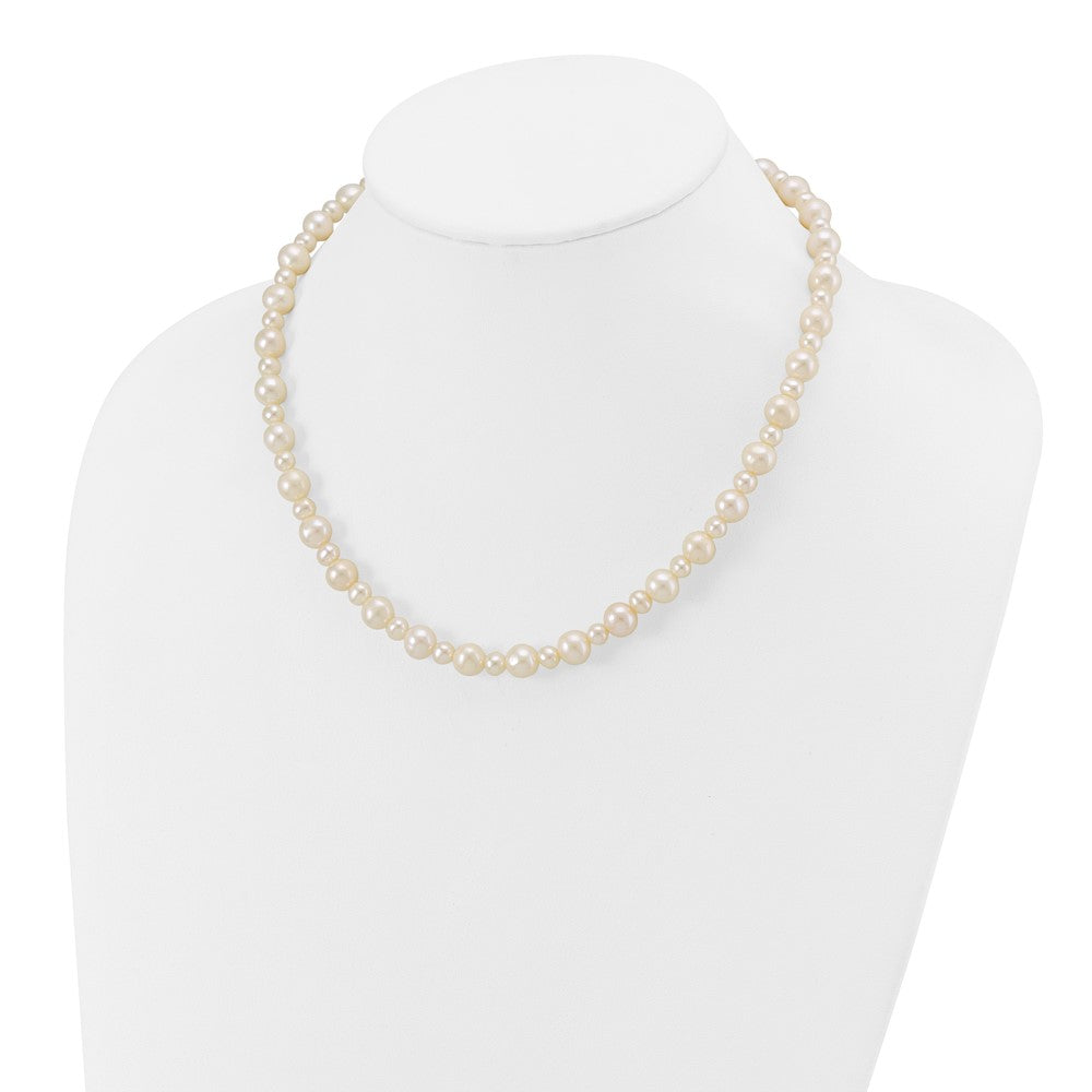 14K White Gold 5 8mm Near Round Freshwater Cultured Pearl 18 Inch Necklace