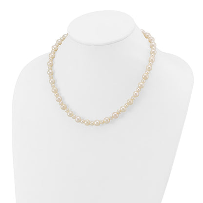 14K White Gold 5 8mm Near Round Freshwater Cultured Pearl 18 Inch Necklace