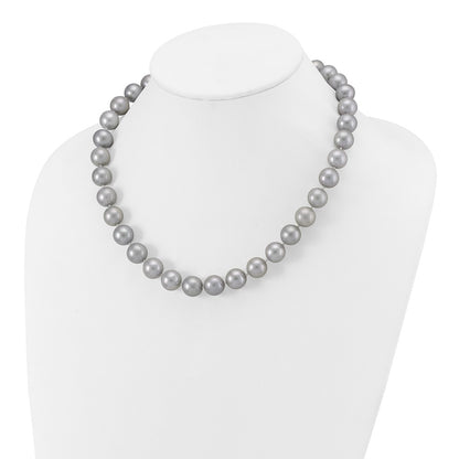 14K White Gold 11 12mm Grey Near Round Freshwater Cultured Pearl 18 Inch Necklace