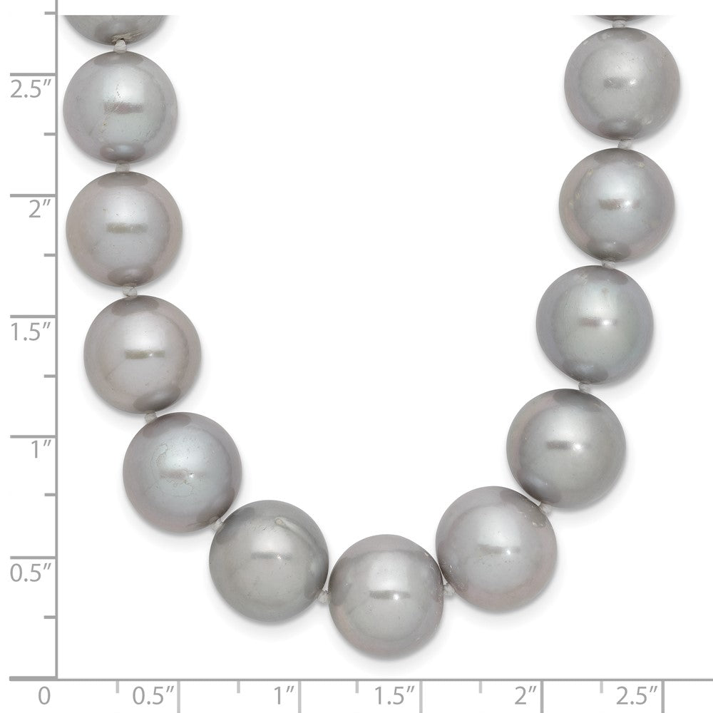 14K White Gold 11 12mm Grey Near Round Freshwater Cultured Pearl 18 Inch Necklace