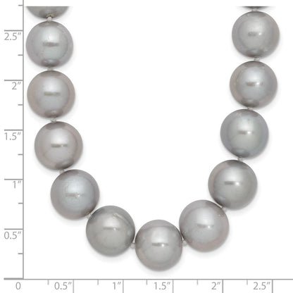14K White Gold 11 12mm Grey Near Round Freshwater Cultured Pearl 18 Inch Necklace