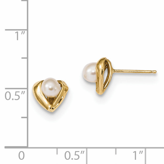 14K Yellow Gold 4 5mm White Rice Freshwater Cultured Pearl Post Earrings