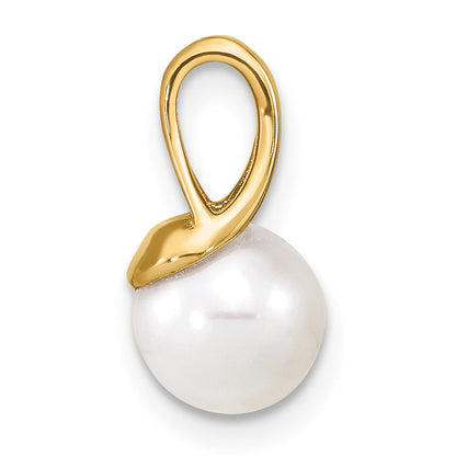 14k Yellow Gold 14K 7-8mm White Freshwater Cultured Pearl Polished Pendant