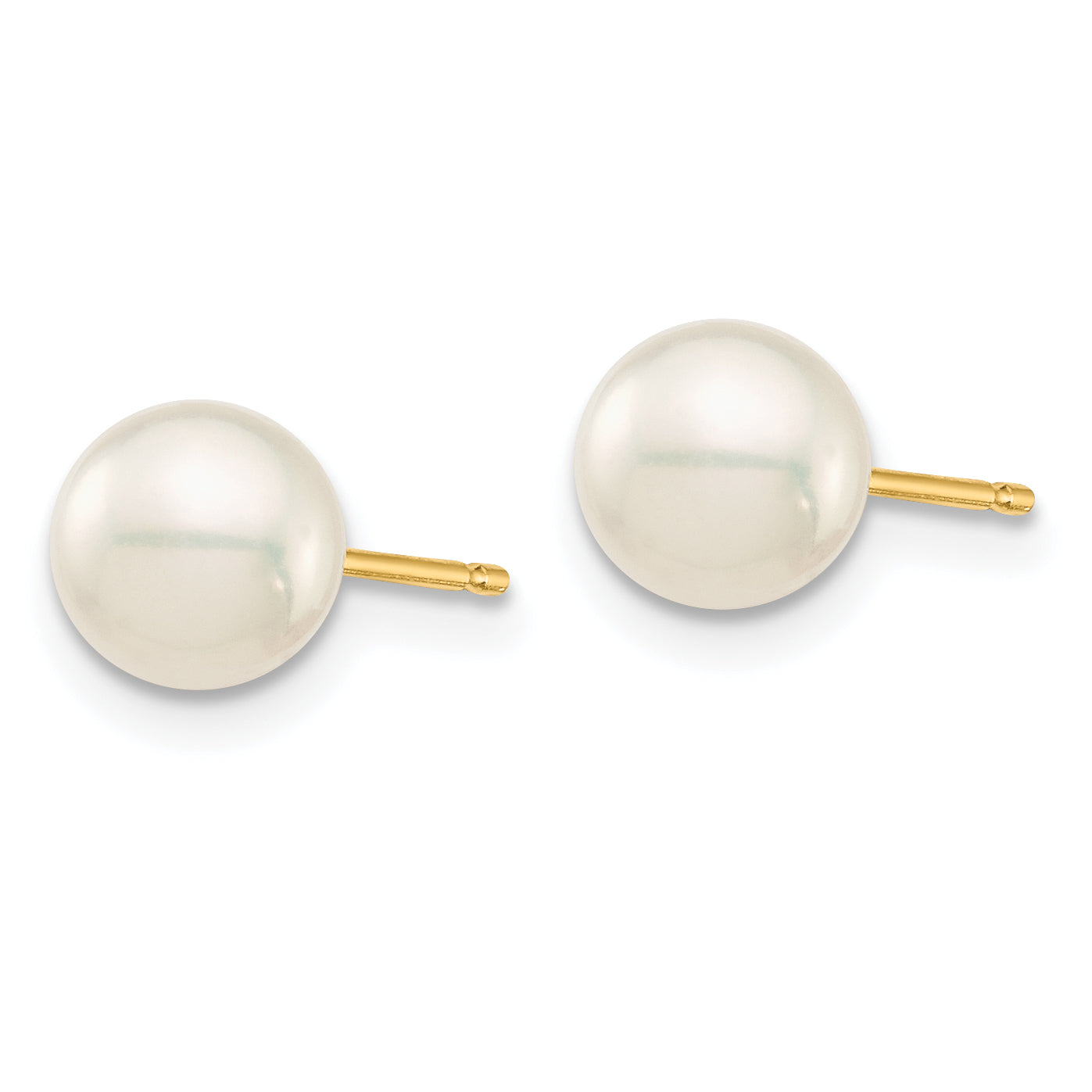 14K Yellow Gold 6 6.5mm White, Grey And Black Round Freshwater Cultured Pearl 3 Pair Stud Post Earrings Set