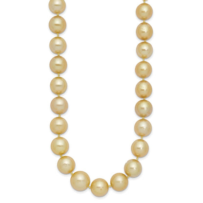 14K Yellow Gold 9 12mm Golden South Sea Saltwater Cultured Graduated Baroque Pearl 19 Inch Necklace