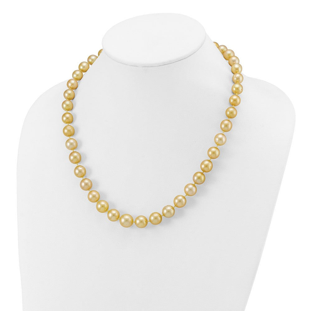 14K Yellow Gold 9 12mm Golden South Sea Saltwater Cultured Graduated Baroque Pearl 19 Inch Necklace