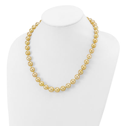 14K Yellow Gold 9 12mm Golden South Sea Saltwater Cultured Graduated Baroque Pearl 19 Inch Necklace