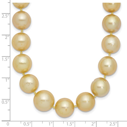 14K Yellow Gold 9 12mm Golden South Sea Saltwater Cultured Graduated Baroque Pearl 19 Inch Necklace