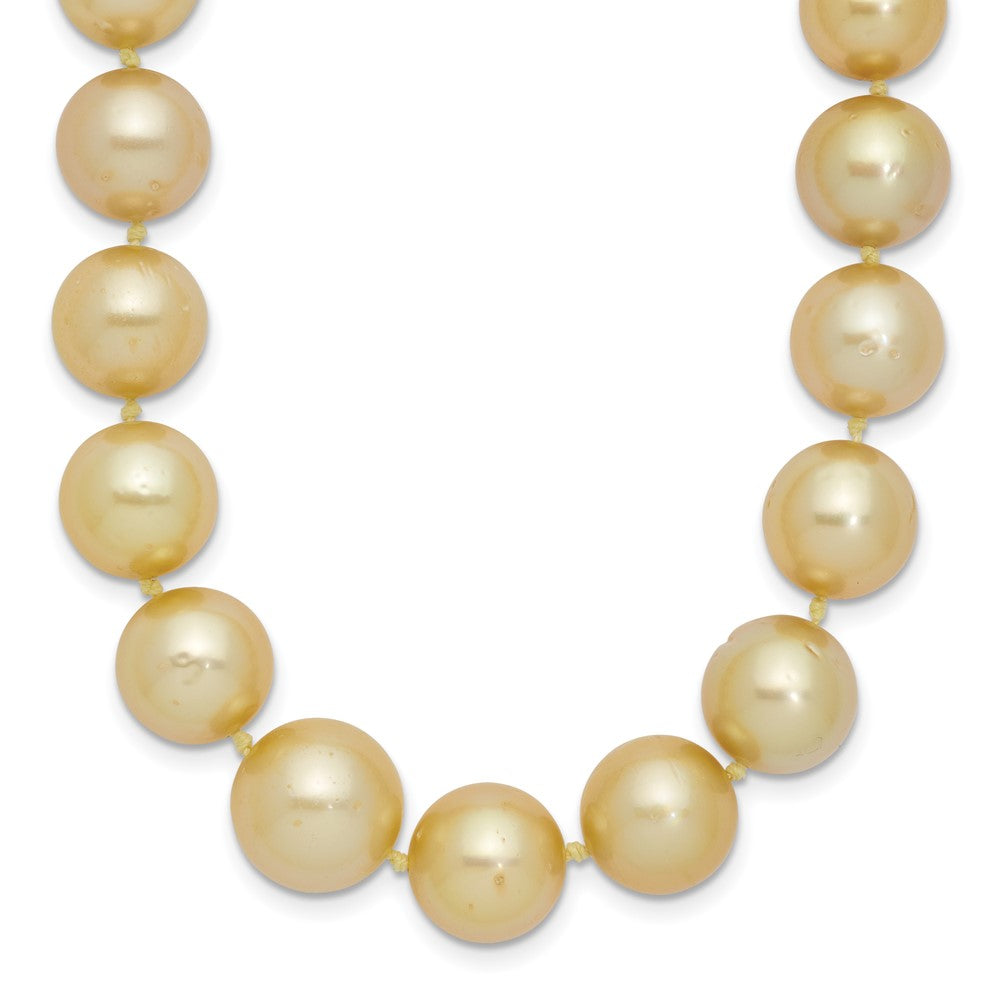 14K Yellow Gold 9 12mm Golden South Sea Saltwater Cultured Graduated Baroque Pearl 19 Inch Necklace
