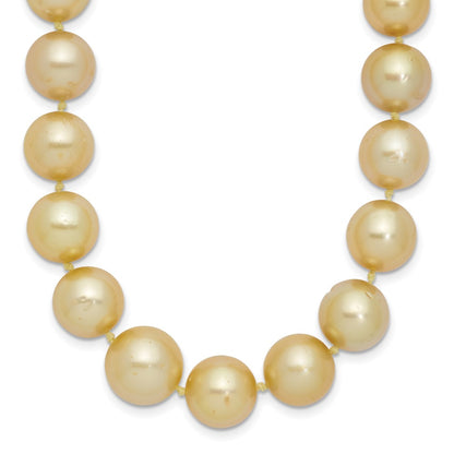 14K Yellow Gold 9 12mm Golden South Sea Saltwater Cultured Graduated Baroque Pearl 19 Inch Necklace