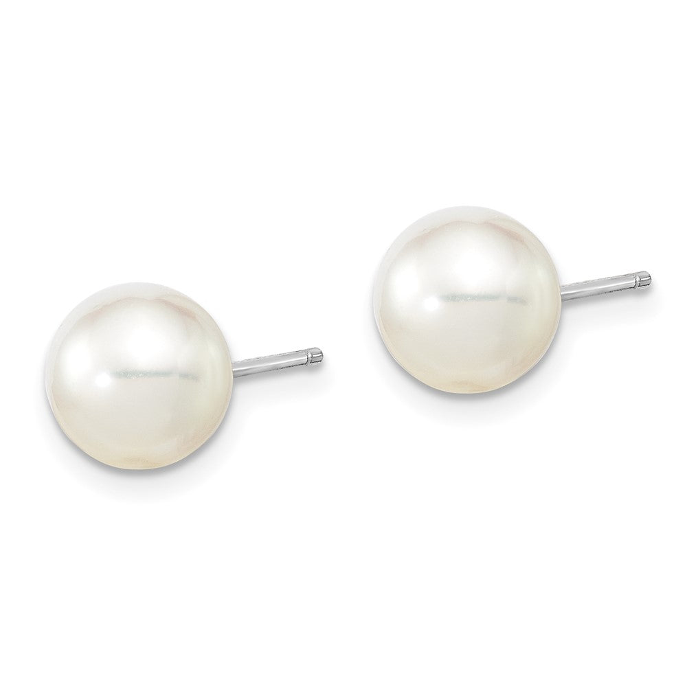 14K White Gold 8 9mm Round South Sea Saltwater Cultured Pearl Post Earrings