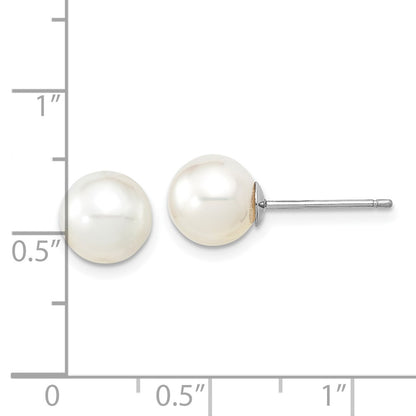 14K White Gold 8 9mm Round South Sea Saltwater Cultured Pearl Post Earrings