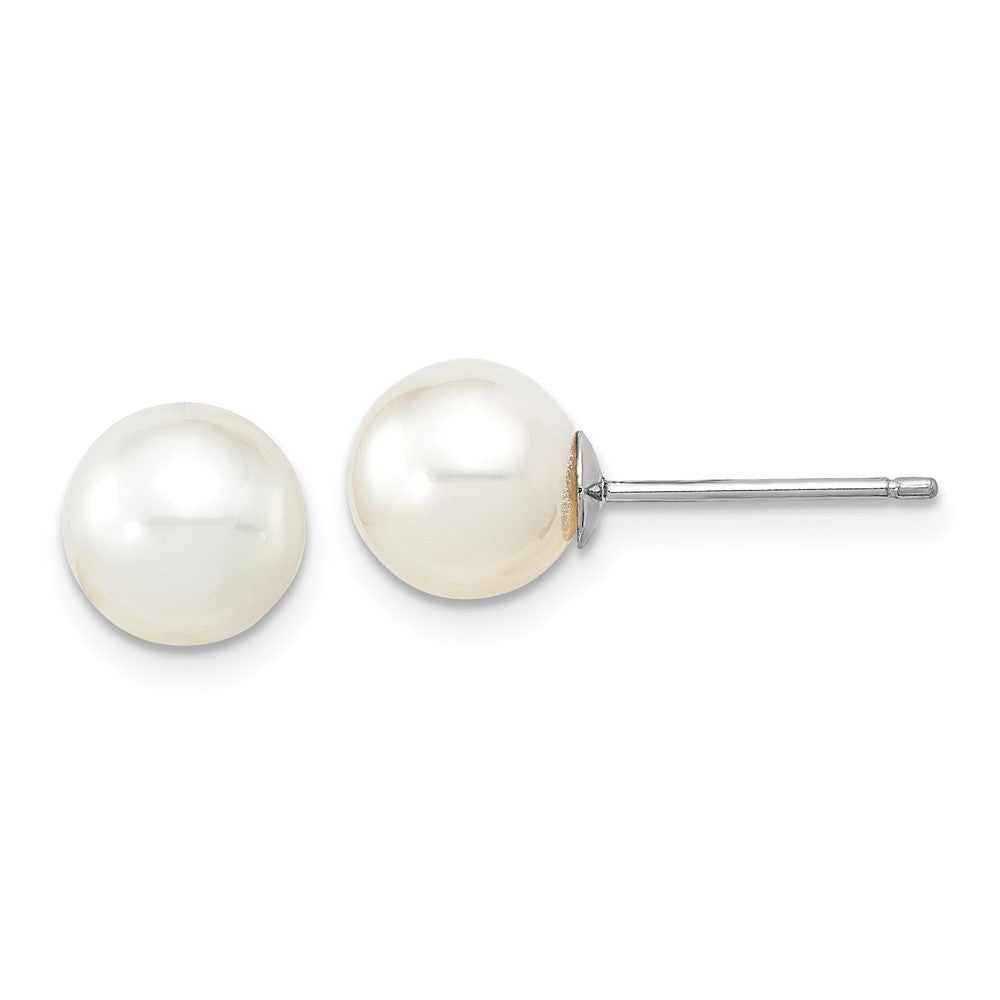14K White Gold 8 9mm Round South Sea Saltwater Cultured Pearl Post Earrings