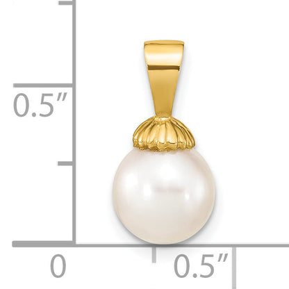 14k Yellow Gold 14K 8-9mm White Round Freshwater Pearl Pendant
