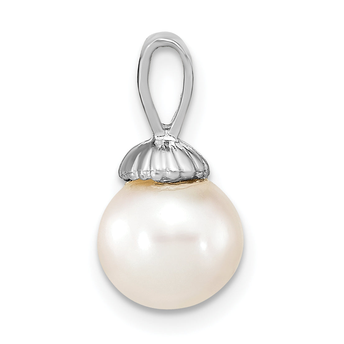 14k White Gold 14K White Gold 8-9mm White Round Freshwater Cultured Pearl Pendant