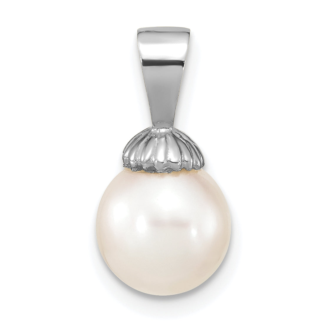 14k White Gold 14K White Gold 8-9mm White Round Freshwater Cultured Pearl Pendant
