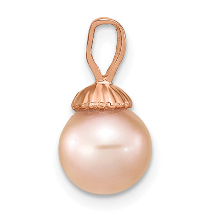 14k Rose Gold 14k Rose Gold 8-9mm Pink Round Freshwater Cultured Pearl Pendant