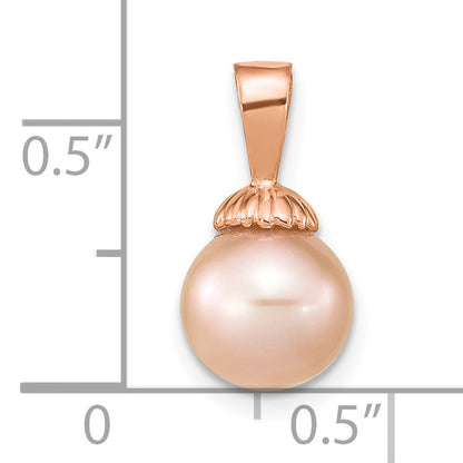14k Rose Gold 14k Rose Gold 8-9mm Pink Round Freshwater Cultured Pearl Pendant