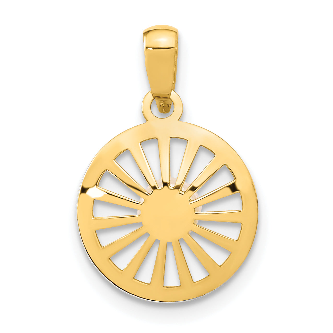 14k Two-tone 14K Two-tone Polished 4-5mm Freshwater Cultured Pearl Circle Pendant