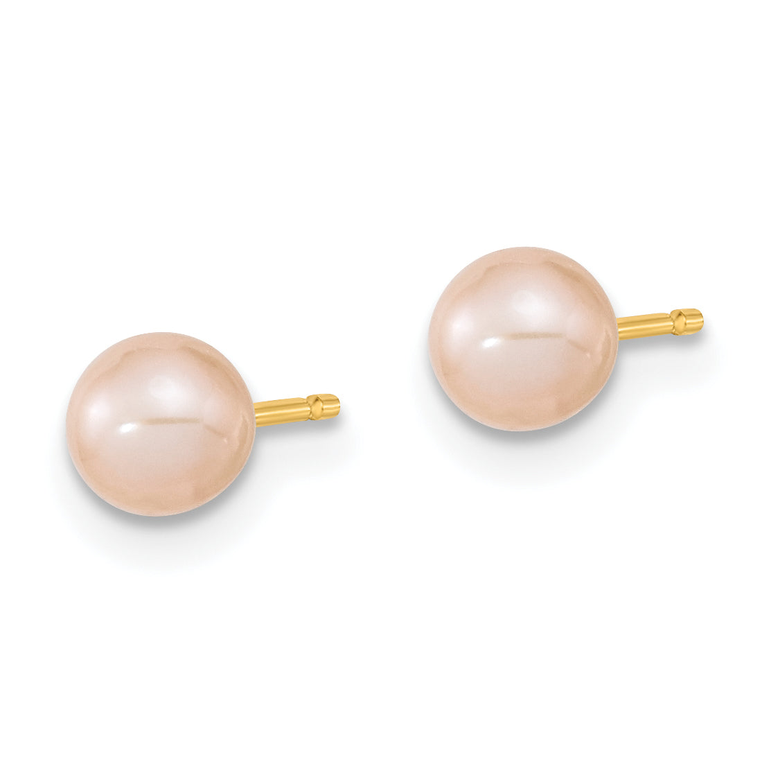 14k Yellow Gold 14k Madi K 4-5mm Pink Round Freshwater Cultured Pearl Pendant and Post Earrings Set