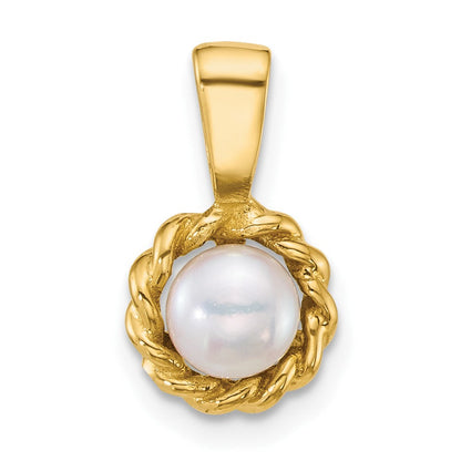 14K Yellow Gold Polished 5-6mm Button Freshwater Cultured Pearl Pendant