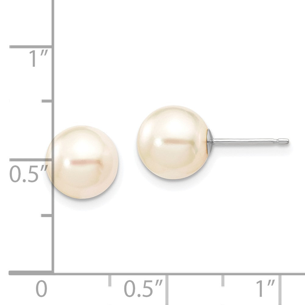14K White Gold 8 9mm Round Akoya Saltwater Cultured Pearl Post Earrings